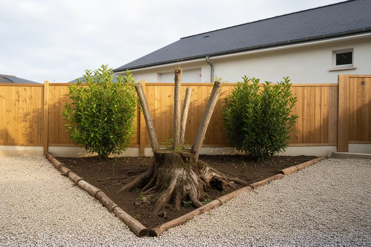 Souche avec rejets le long d’une clôture à Fondettes
