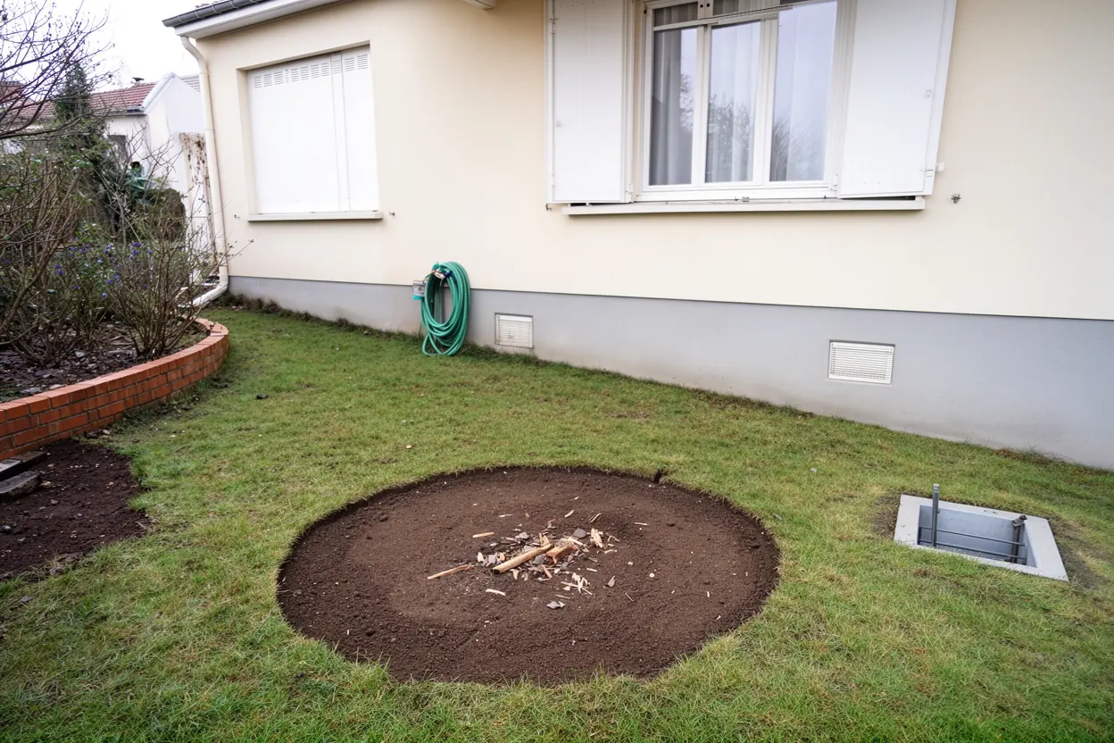 Terrain nivelé après rognage de souche à Tours