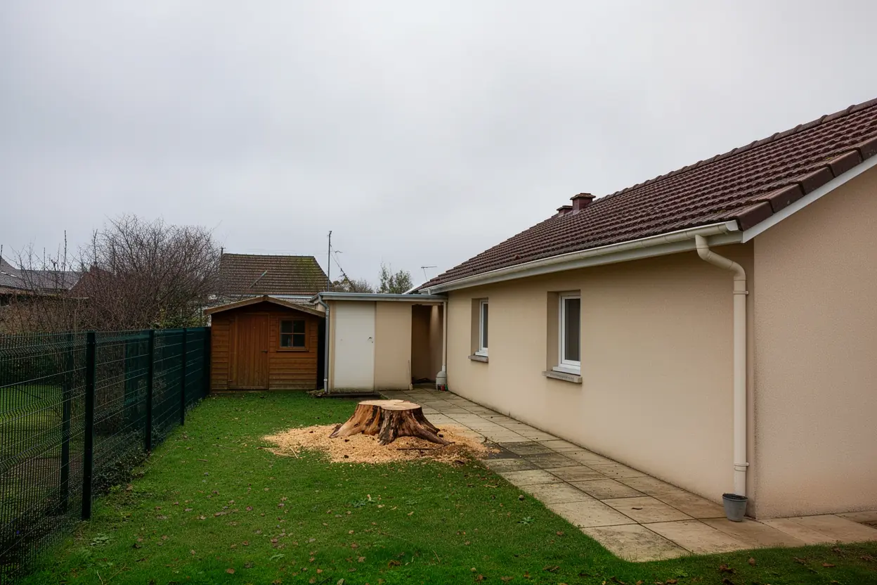 Terrain dégagé après abattage à Joué-lès-Tours